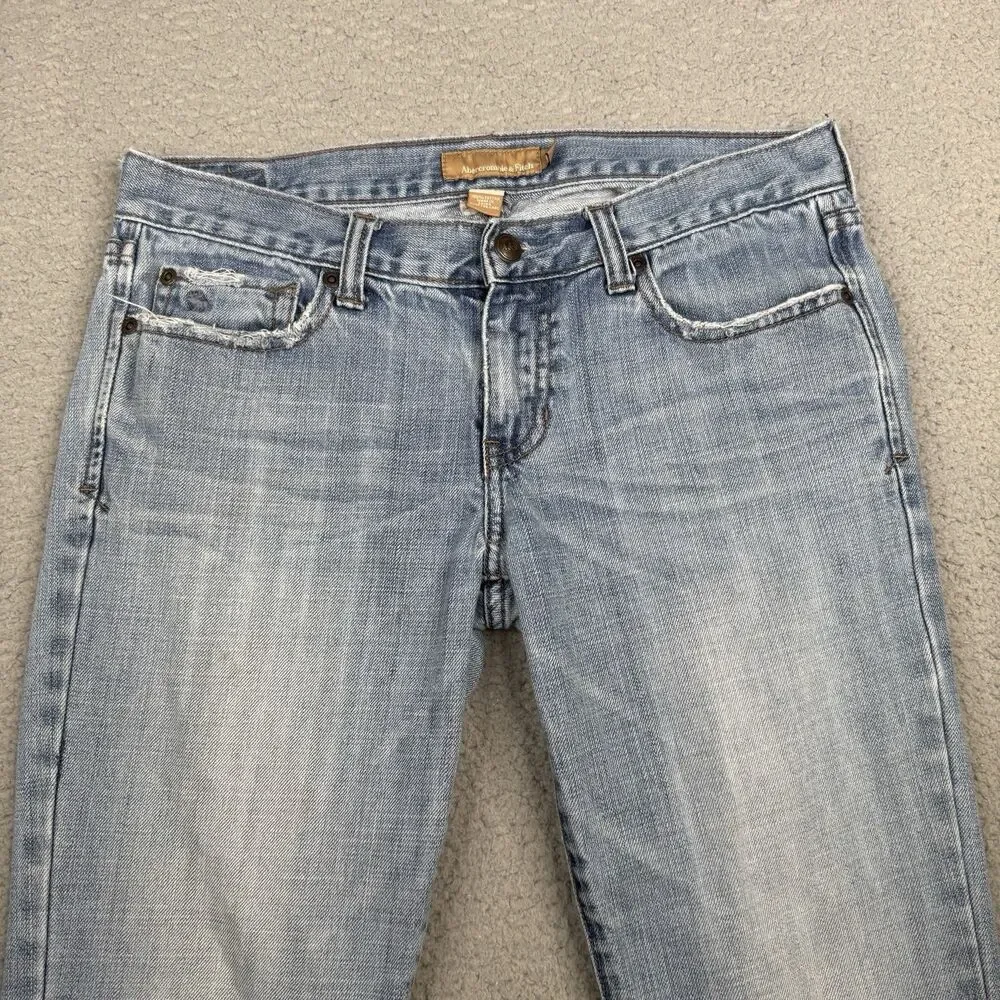 VTG Abercrombie & Fitch Jeans Womens 4 Light Blue Bootcut Flare Low Rise Y2K